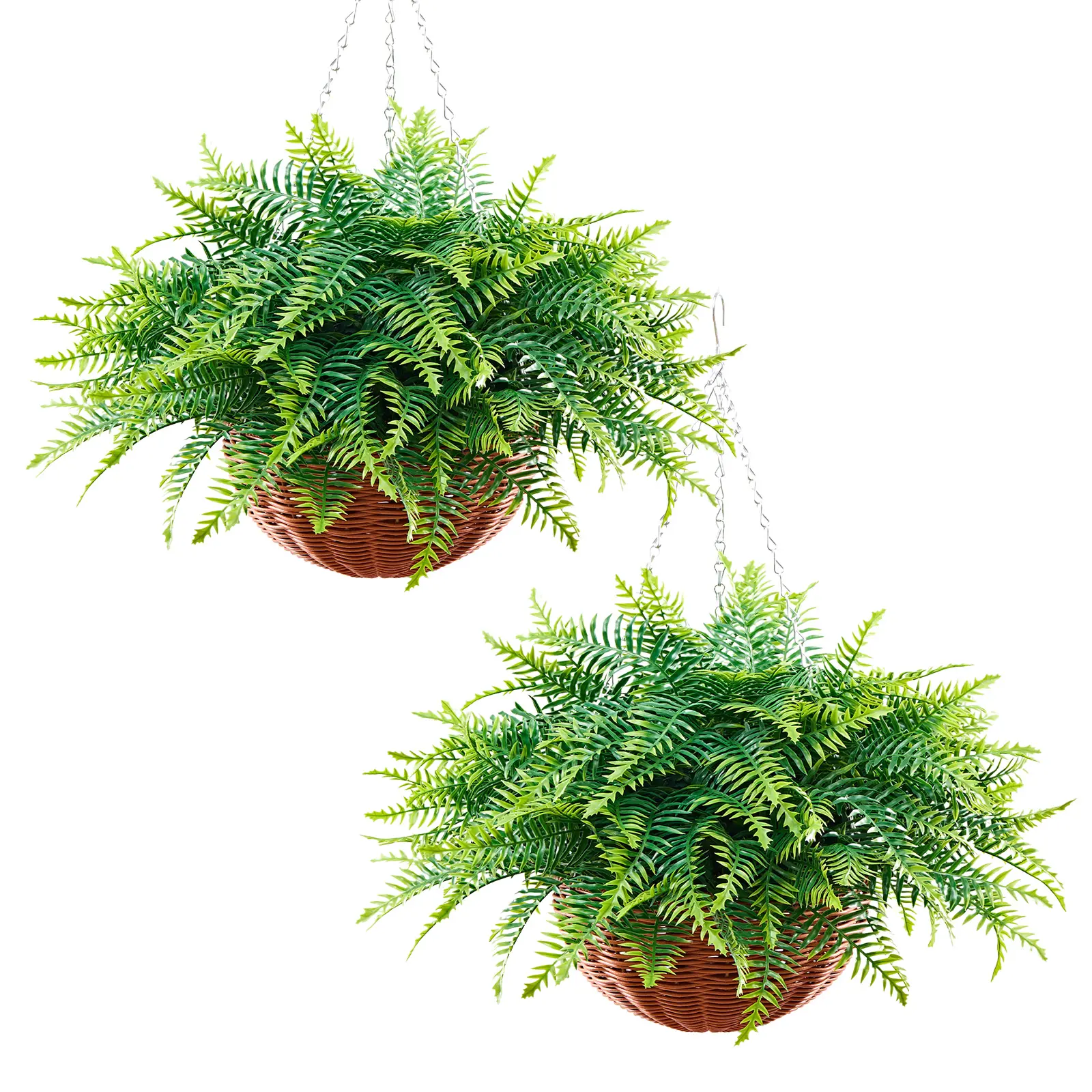 【SummerFinds】VEVOR 2-Piece Lightweight Silk Fake Hanging Boston Fern Bush Set, 23-in Handcrafted Bendable Wire Artificial Plants, Weatherproof Fading-Resistant Natural Look Plant Decor for Indoor & Outdoor Porch