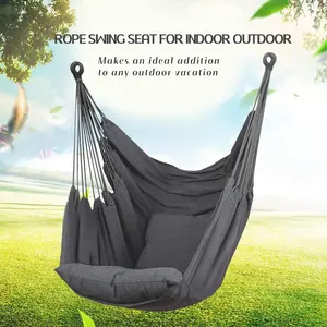 Hammock Chair Hanging Rope Swing, Outdoor Porch Swing, Holds Up to 300 Lbs, Durable Design with Pocket, Ideal for Outdoor, Home, Bedroom, Dark
