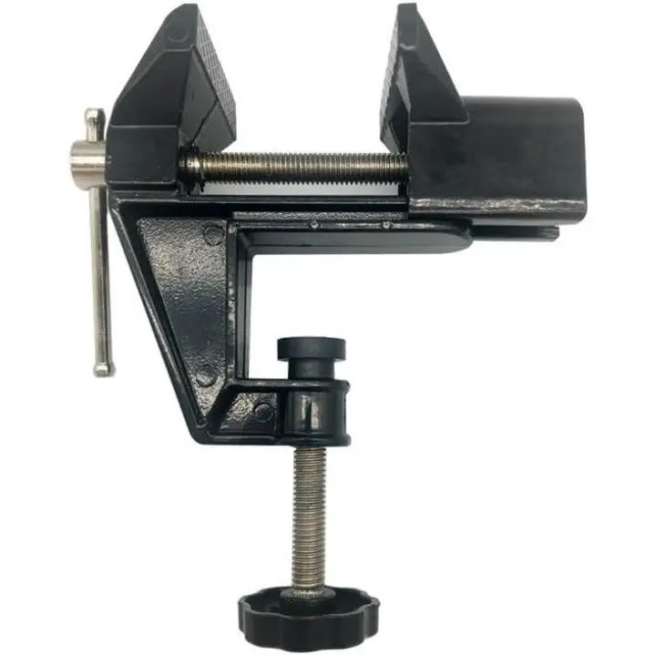 Portable Small Size Mini Bench Vise - Table-Mounted Hobby Craft Repair Tool with Adjustable Clamp Height, Turn Handle, 0-2in Clamp Range, Durable, Lightweight, Easy-to-Use, Manufacturer Warranty