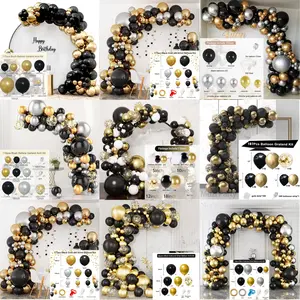 Black Gold Balloon Garland Arch Kit Confetti Latex Balloon Wedding Happy Birthday Party Decor Adults Anniversary Background