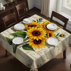 Jit1pc Sunflower Printed Square Tablecloth, Suitable for Home Kitchens, Restaurants, Terraces, Picnics, Gardens, Indoor and Outdoor Decoration, Holiday Home and Party Decoration.