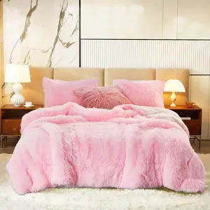 Luxury Faux  Shaggy Comforter Set Full/ Size, Plush & Sherpa Reversible Comforter , 3 count  Fuzzy Bedding Set Ultra Soft and Warm for Winter (1 Comforter + 2 Pillowcases)