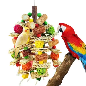 Bird Toys, Parrot Toys for Large Birds,Natural Corn cob and Loofah Slices Bird chew Toys for African Grey Parrots, Macaws, Cockatoos, Amazon Parrot and other Small and Medium-Sized Parrot (Colorful)