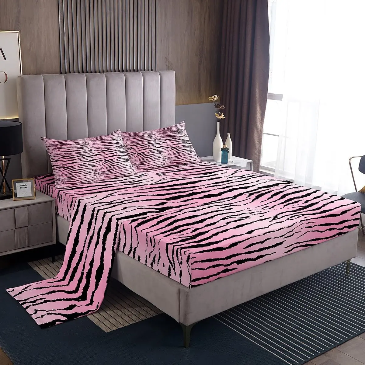 Feelyou Pink Zebra Bedding Set - Bedding Sets Collections, Multi-Size with Queen Option, Deep Pocket Fitted Sheet, Soft Breathable Blanket, Quick-Drying, Machine Washable for Kids