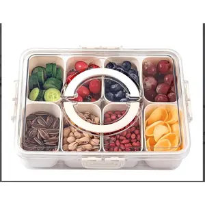 Portable divider plates with lids and handles, suitable for parties, snack boxes, food containers, and vegetable trays (white).
