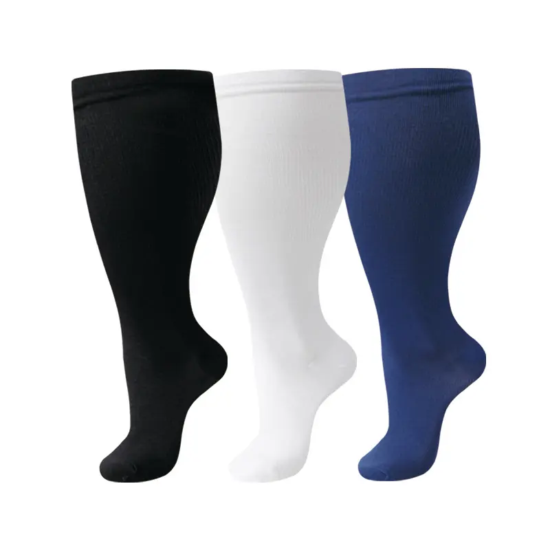 3 Pairs Unisex Long Style Knee High Sports Compression Stockings, Lightweight Breathable Calf Length Compression Socks for Men and Women, All Season Wear Athletic Stockings Ideal for Running, Fitness Training and Daily Everyday Wear.