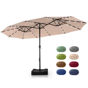[2026 New] PHI VILLA 15ft Large Outdoor Double-Sided Rectangle Umbrella with Crank Handle, Waterproof, Alloy Steel, Assembly Required Furniture Patio