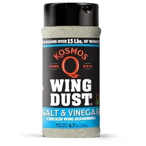 Kosmos Q Salt & Vinegar Seasoning Wing Dust, Salt & Vinegar Chicken Wing Seasoning For Chicken, Popcorn, Fries, & More, Savory & Tangy Flavor, Dry Rub Dust For Grilling & Smoking, 8 Oz Shaker Bottle