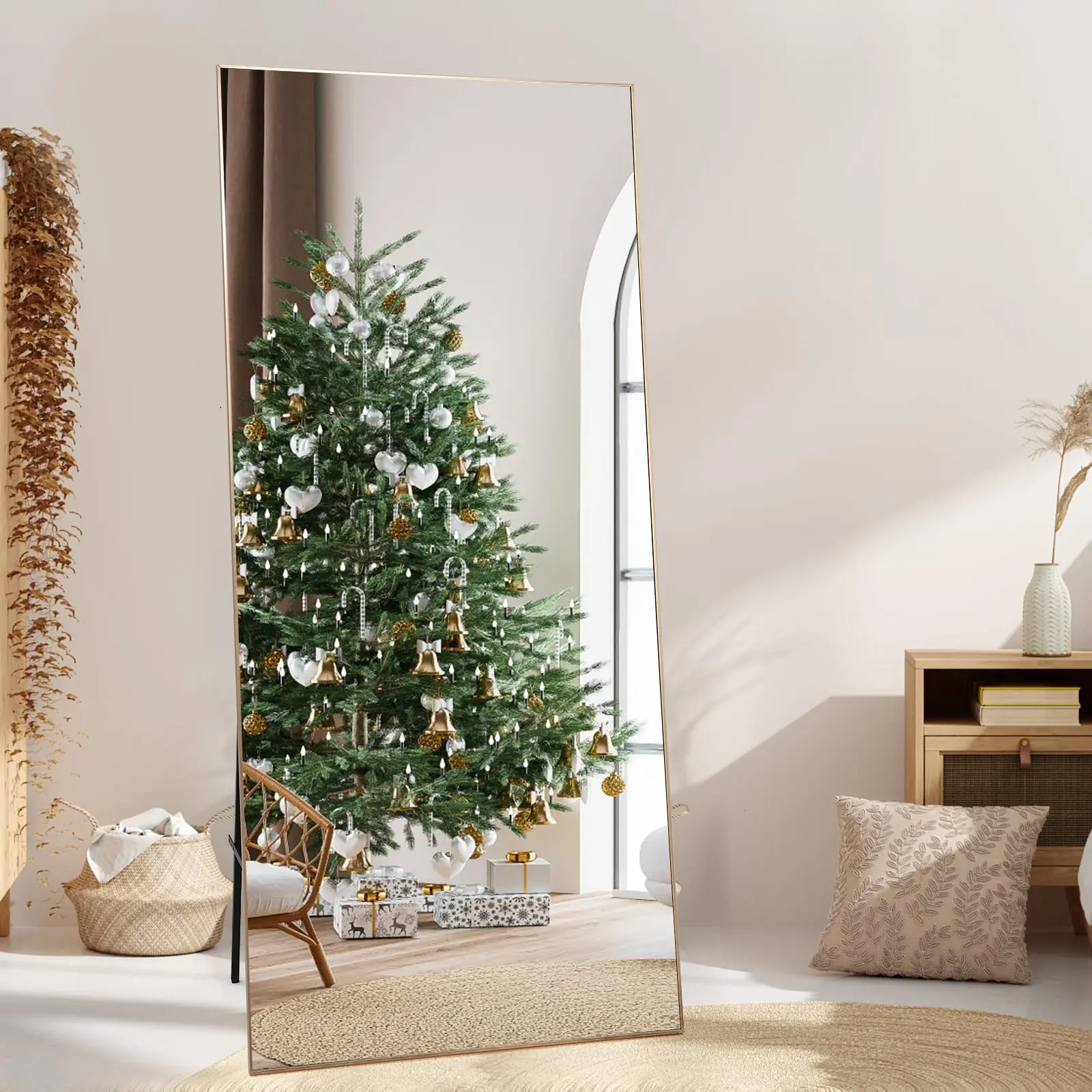 GARVEE Oversized Full-Length Mirrors - 71x31 & 76x34, Aluminum Alloy Frames, HD Explosion-Proof Glass, Versatile Floor Stand for Bedroom, Living Room, or Gym Use, Stylish and Functional Home Decor.