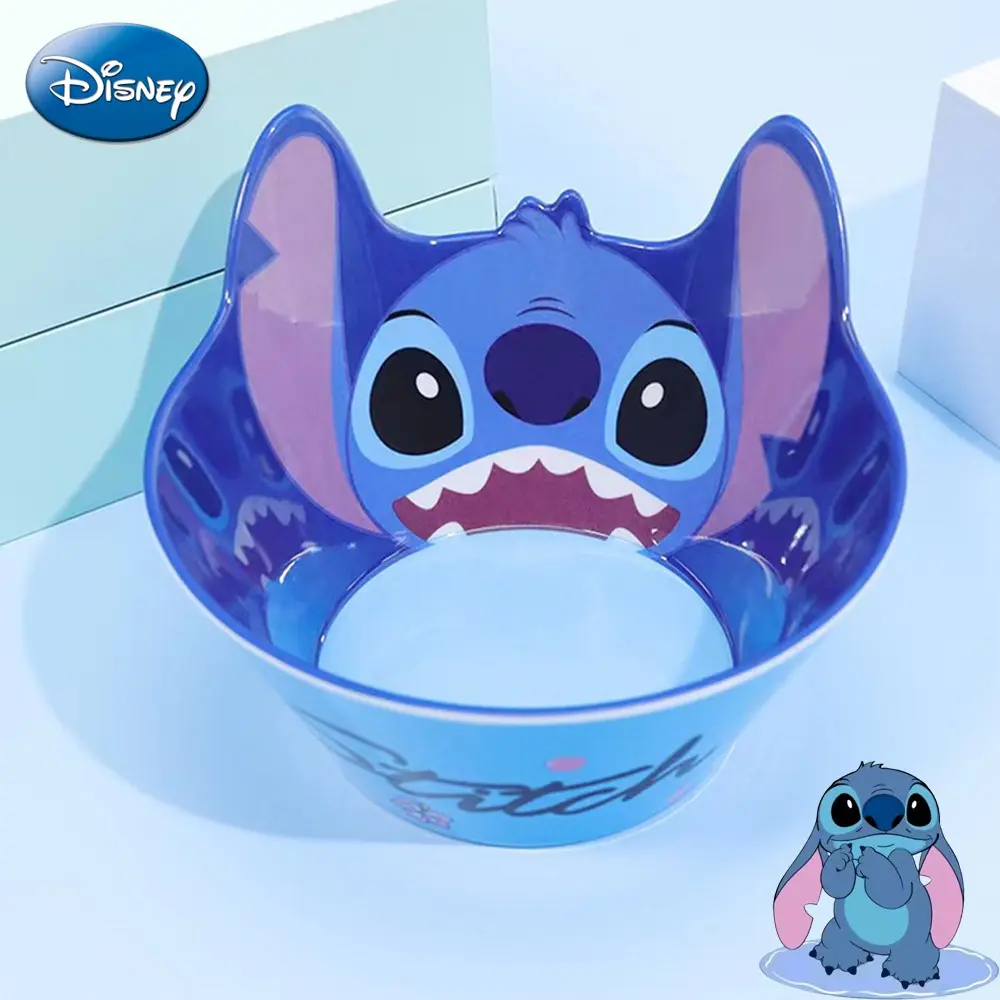 Disney Officially Licensed Stitch Cutlery Bowl, Melamine Bowls, Kitchen Bowls, Serving Bowl, Cute Character, Tableware, Melamine Material, Fall-Proof & Anti-Skid, Perfect for Breakfast/cereal/soup, Ideal Gift