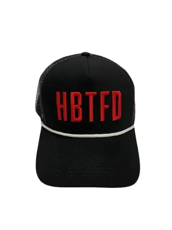 HBTFD - Black hat with white rope with 3D embroidery.