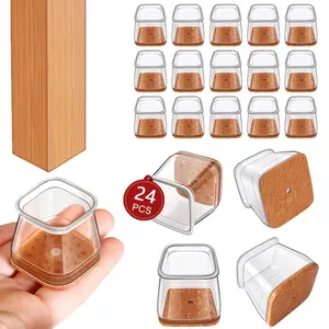24 pcs Square Chair rubber Leg Protectors for Hardwood Floor Fits All Shape Chair Mat for Wood and Tile Floors. Chair Leg Cover Furniture, Home Accessories