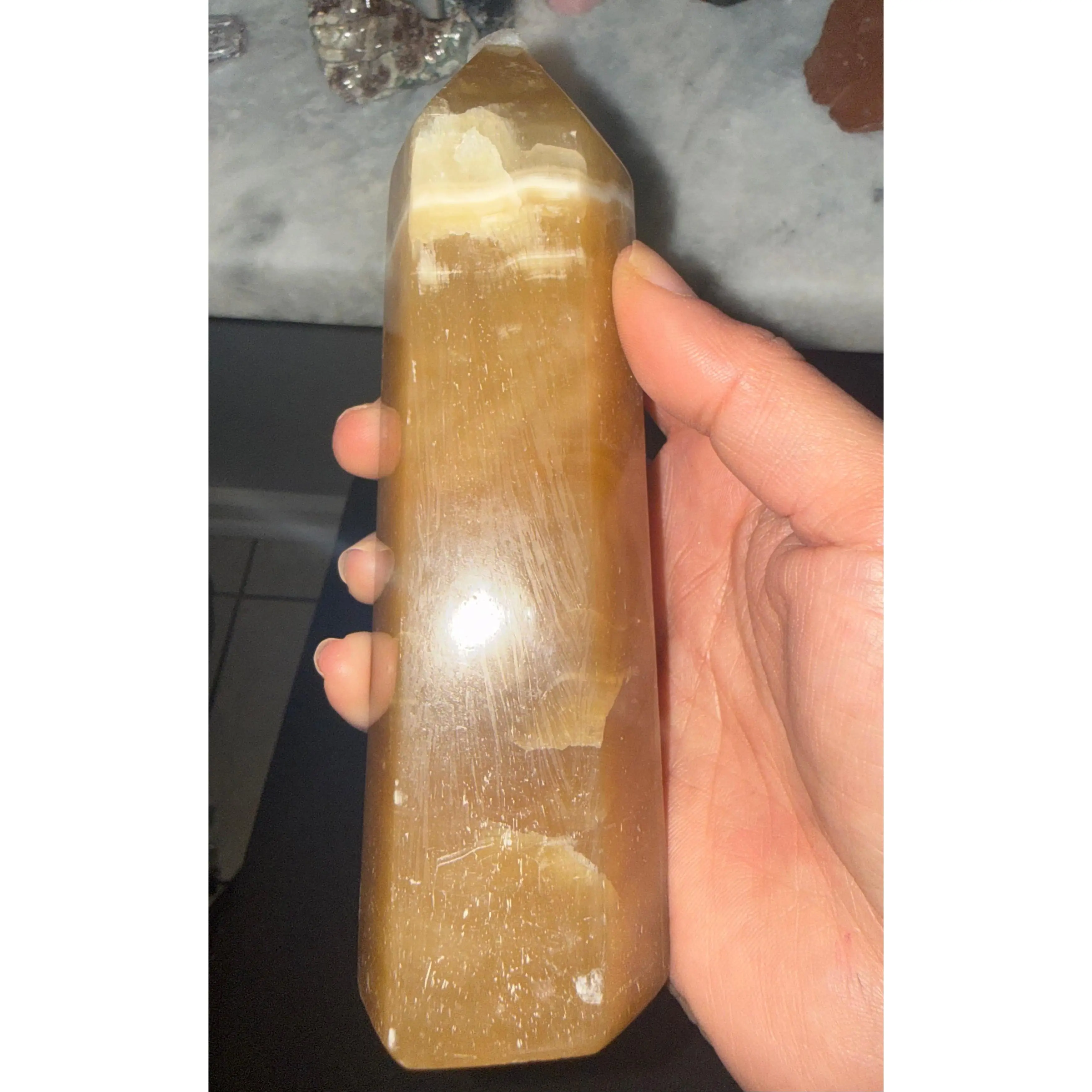 XL Fat Orange/honey Calcite Tower 🍯