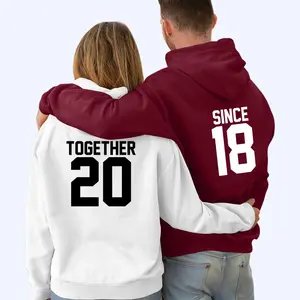 Couple Matching Hoodies, Together Since Personalised Number Printed Jumpers, Couples Matching Outfits, Custom Back Print Outfits