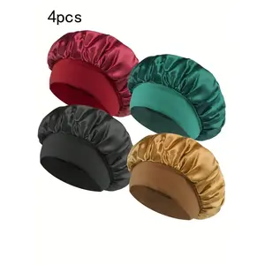 Women's Elegant Solid Color Elastic Hair Bonnet, Soft Satin Sleeping Bonnet for Hair Protection & Hairstyle Preservation, Lightweight Daily Hair Accessory
