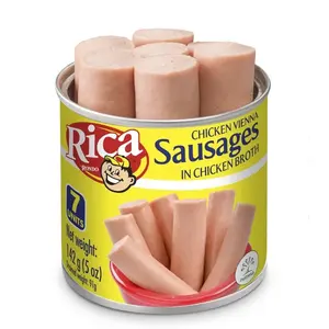 Rica Chicken Vienna Sausage 5oz - 7 Units in Chicken Broth - Quick Snack Pack - Protein Rich - Ready to Eat - Ideal for Picnics & Lunchboxes