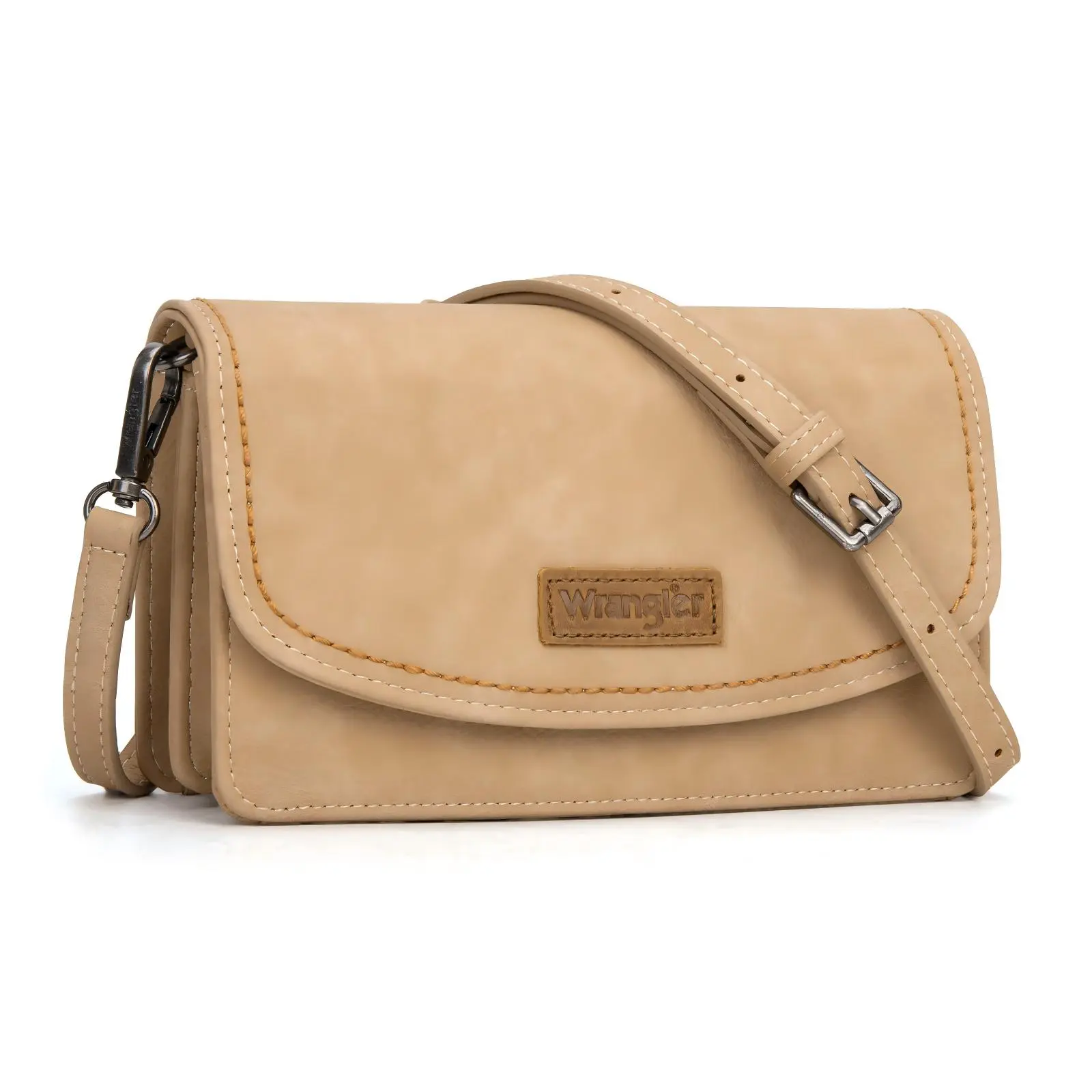 Wrangler Flap Crossbody Purse for Women Wallet Shoulder Bag with Contrast Stitching