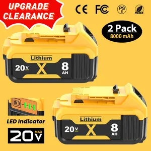 Fathersdaygift 2Pack 8.0Ah Lithium Replacement for Dewalt 20V Battery Max XR Cordless Tools DCB180 DCB205 DCB206 DCB206-2 DCB200 DCB204 DCB204BT-2 DCB203 DCB201 DCB207