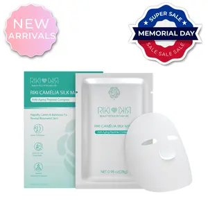 RIKI Camélia Anti-aging Peptide Silk Mask - Lightweight Silk Sheet for Intense Hydration & Anti-Aging Boost - Free of Fluorescent Agents - Perfect Post-LED Therapy