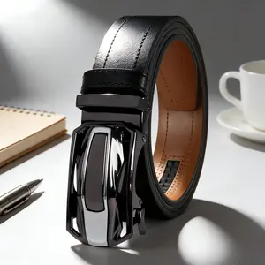 【cuttable】Men's Genuine Leather Automatic Ratchet Belt | Adjustable Auto Lock Buckle | Perfect Father's Day Gift, Business Dress Belt for Work, Casual Jeans Belt | Stylish Accessory for Husband, Dad, Boyfriend