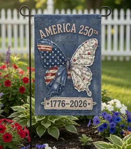 Faux Patchwork America 250Th 1776 2026 House Flag, Semiquincentennial Decor, America 250 Porch Decor,250 Years Gift, Patriotic Garden,Patriotic Garden Flag, Print Only