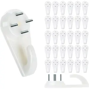 50 PCS 1.2In Large Invisible Nail Hangers,Powerful Drywall Picture Hooks to Stucco Without Drilling Cinder Block Wall Hangers Fasteners Traceless Hardwall Hangers with Hook Handrail