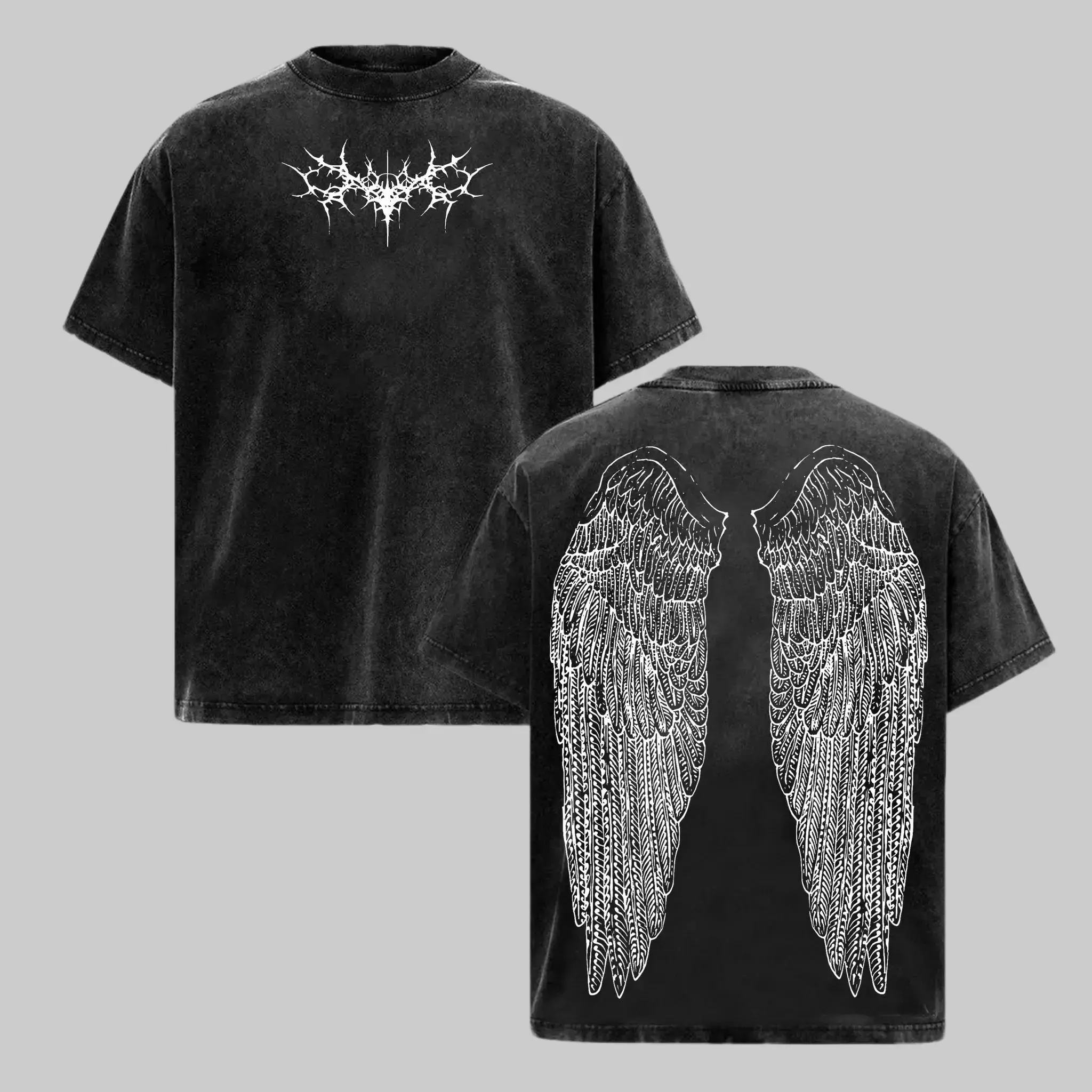 Y2k grunge acid wash streetwear oversized t shirt cybersigilism graphic dark high street wasteland fashion fallen angel wings vintage gothic opium core clothing demon back pump cover anime aesthetic heavy metal tee hardcore gym drip for men