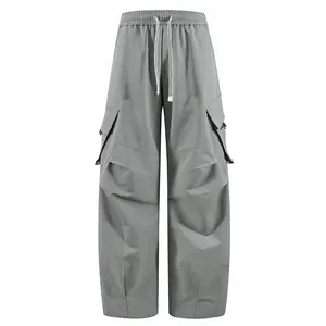 Men’s Summer Plus Size American Casual Vintage Straight Work Pants/Paratrooper Pants, Nylon Fabric, Loose and Comfortable