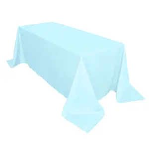 Polyester 90"x132" Rectangle Tablecloth Light Blue - Seamless Wrinkle-Resistant Table Cover