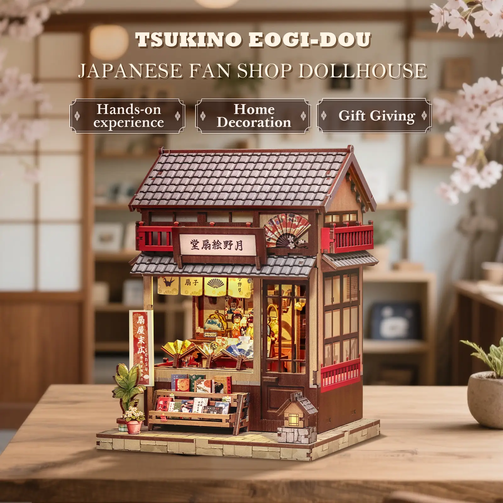 CUTEBEE 3D Wooden Miniature Indoor Playhouse Doll Set, Handmade Building Toy with Miniature Furniture, Ideal Black Friday Gift for Adults, Decor Kit