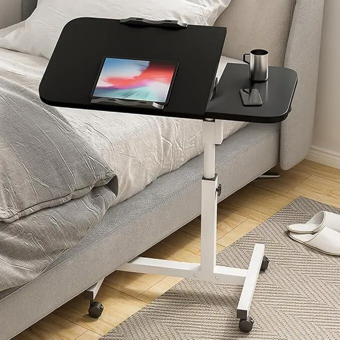 GARVEE Laptop table with wheels, 60-95cm height-adjustable desk, foldable PC table, versatile standing desk overbed table for bed, sofa, office