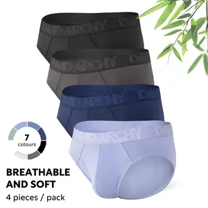 David Archy Men's Underwear Bamboo Rayon Briefs Super Soft Comfort Pouch Briefs 4Pack Basic Menswear Lightweight Breathable Big Spandex
