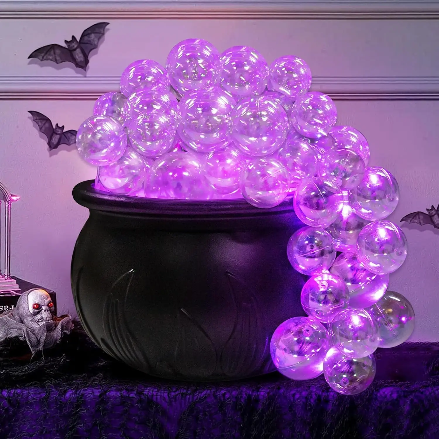 Halloween Decorations Indoor - DIY Bubbling Cauldron Set - Black Plastic Bowl Hocus Pocus Party Decoration - Spooky Vintage Decor