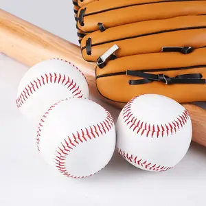 3pcs Handmade Baseball Nine Inch Game Training PVC Baseball Rubber Inner Soft Baseball Solid Foam Bouncy Ball Group Athletics Ball Set Batting Practice Equipment