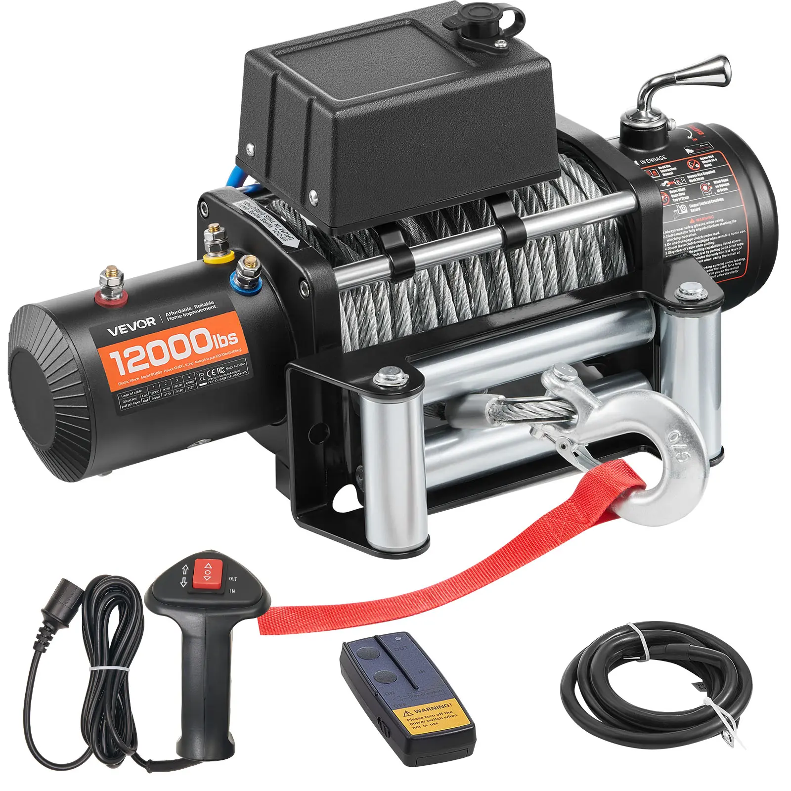 【Summerfinds】VEVOR Electric Winch,12000 lbs Load Capacity12V DC Truck Winch with Φ7/20 in x 85 ft Steel RopeWireless & Wired Remote ControlSuitable for Towing SUV Jeep Trailer Boat Off-Road Vehicle
