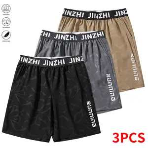3PCS Men’s Casual Shorts, Athletic Shorts — suitable for running, fitness, training, sports, cycling, hiking; quick-drying, breathable, with pockets, unique patterns, stretchy shorts, versatile for multiple scenarios, all-season shorts