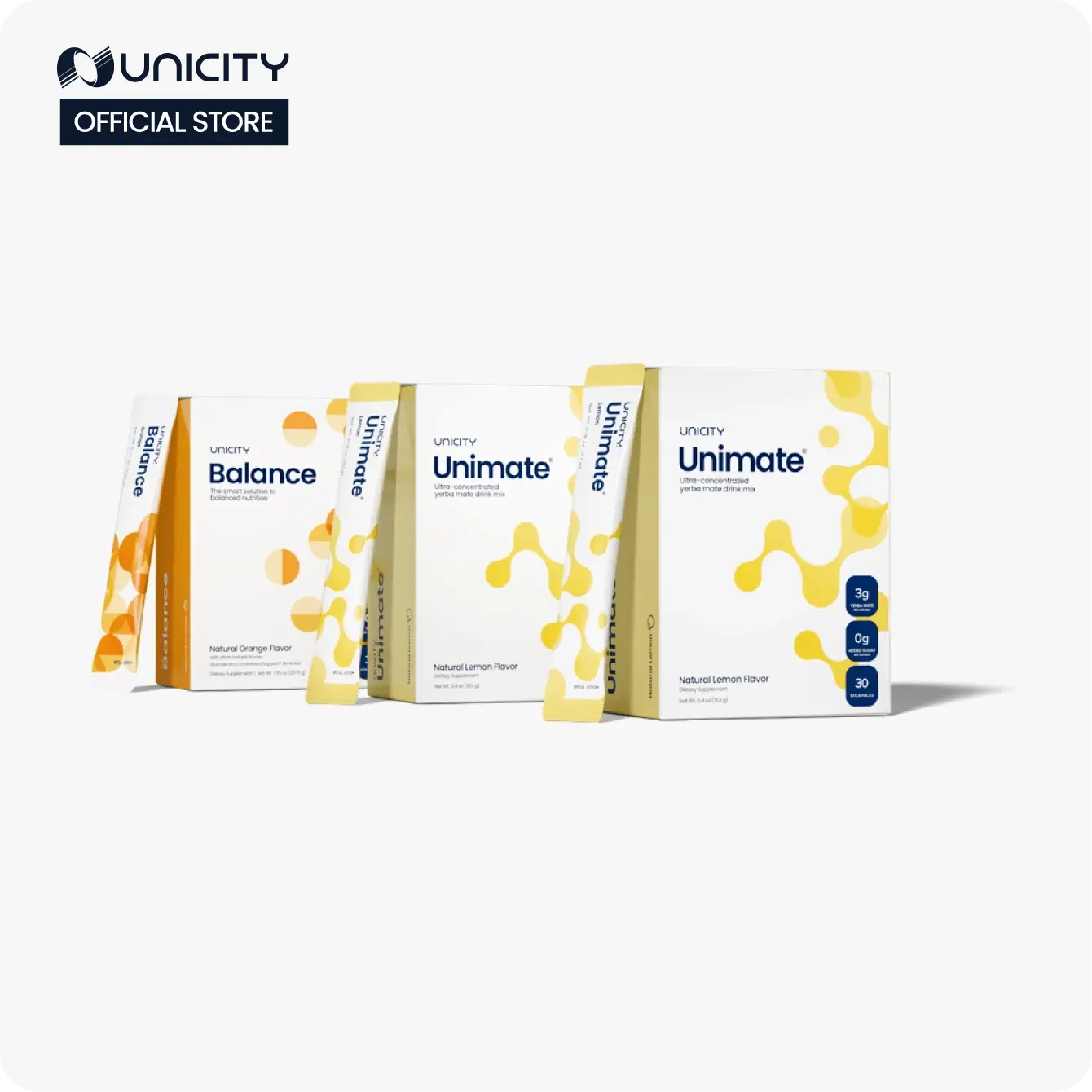 Unicity Feel Great - Lemon Unimate (2) Orange Balance (1) - 30-day supply