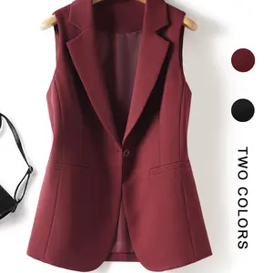 Women's Solid Color Sleeveless Blazer Vest, Plain Color Waistcoat, Elegant Outerwear for Work Office Business, Ladies Spring & Fall Clothes
