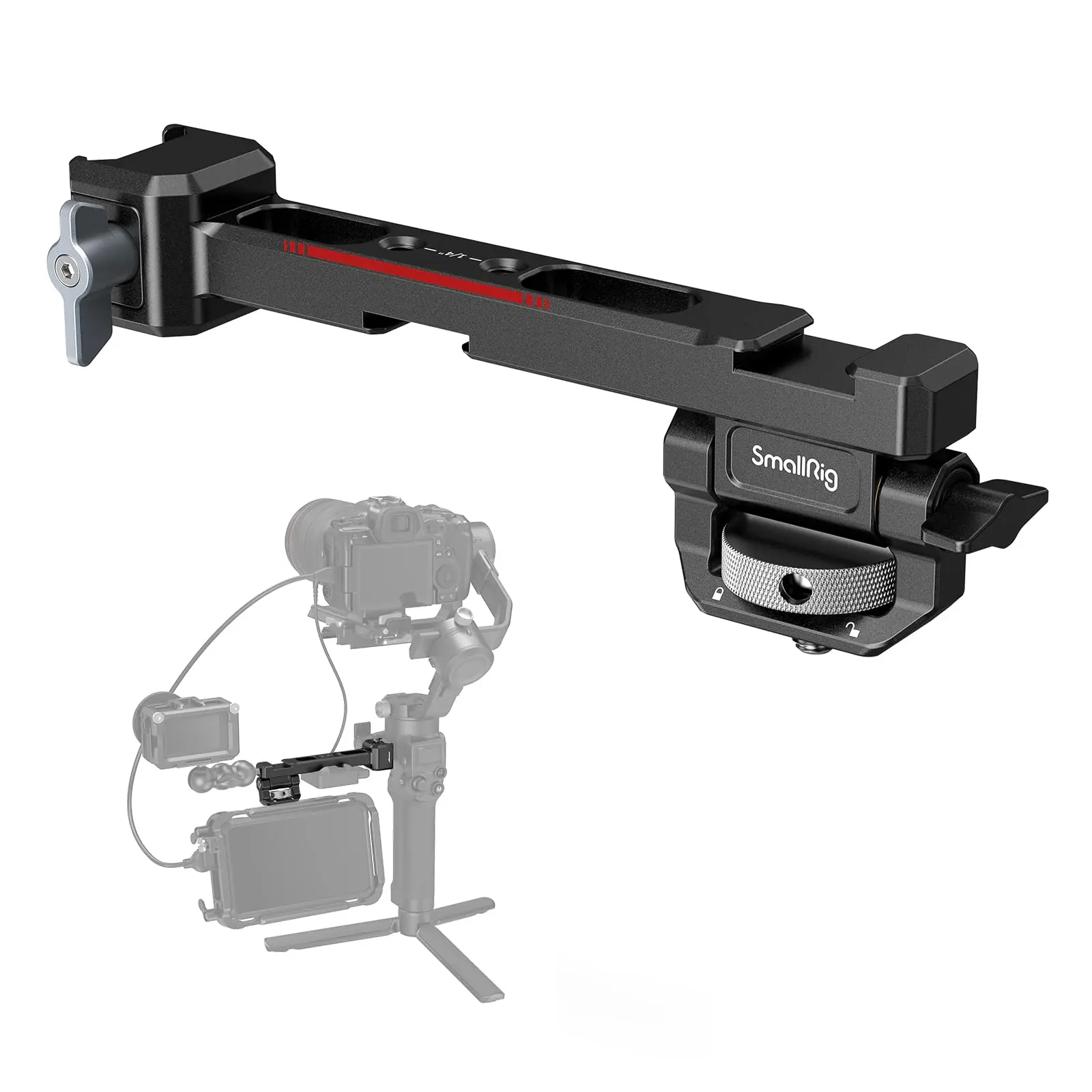 SMALLRIG Adjustable Camera Monitor Mount with Quick Release NATO Clamp, Cold Shoe Mount, Anti-Twist Design for DJI RS 2 / RSC 2 / RS 3 / RS 3 Pro/RS 3 Mini - 3026B