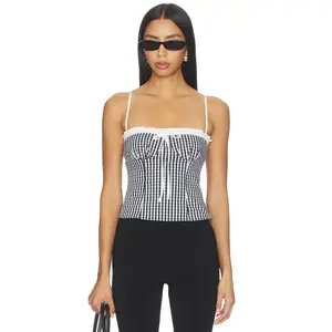 MORE TO COME Beckie Top in Black & White Gingham