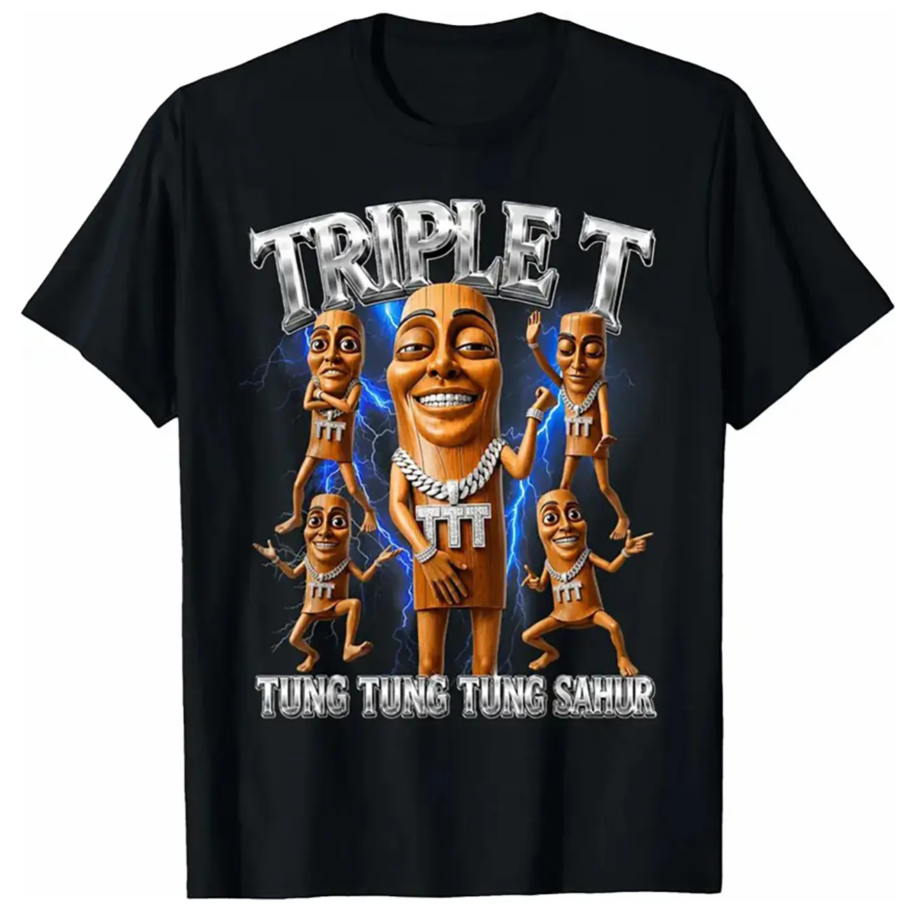 Tung Tung Tung Sahur Brainrot Meme Shirts Triple T T-Shirt Funny Graphic Tees