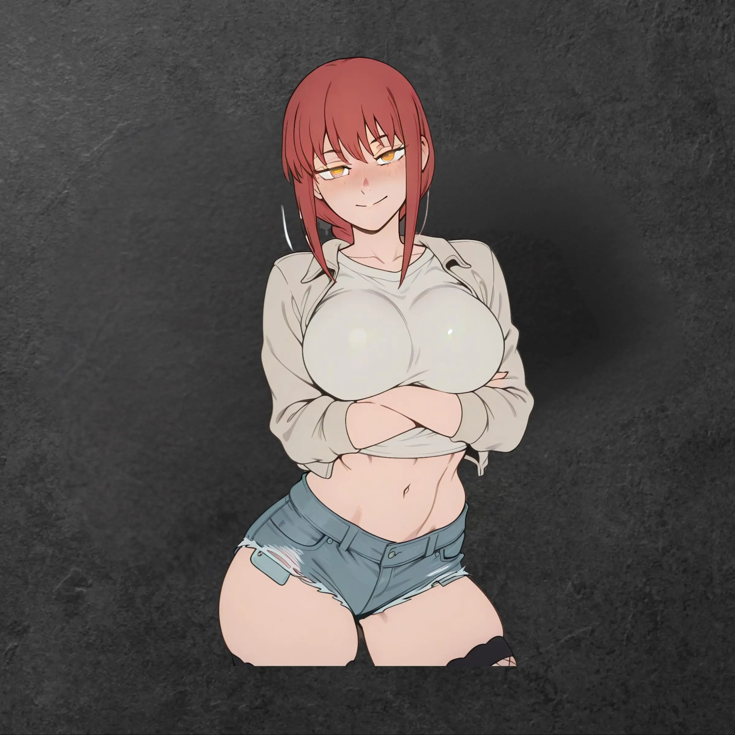 Red Hair Anime Boss Girl Sticker, Cute Manga Vinyl Decal, Laptop Tumbler Car Window Trendy Gift