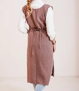 Stonewashed linen cobbler apron for gardening and cooking | Farmhouse apron | Pinafore apron linen for women with pockets | christmas apron