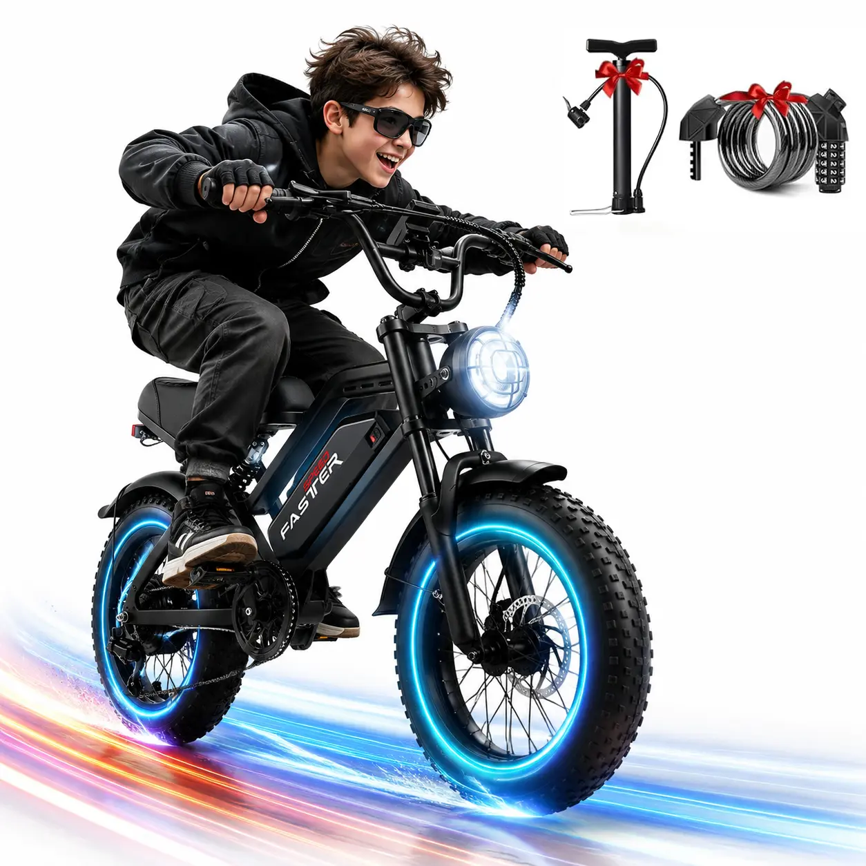 S12 Small Size Electric Mountain Bike for Adults - 750W High Torque Motor, 16'' Fat Tire Ebike, 36V/12.8Ah Removable Battery, Dual Disc Brakes, Up to 22 MPH Speed, 45 Mi Range, Compact Off-Road Riding E-Bike