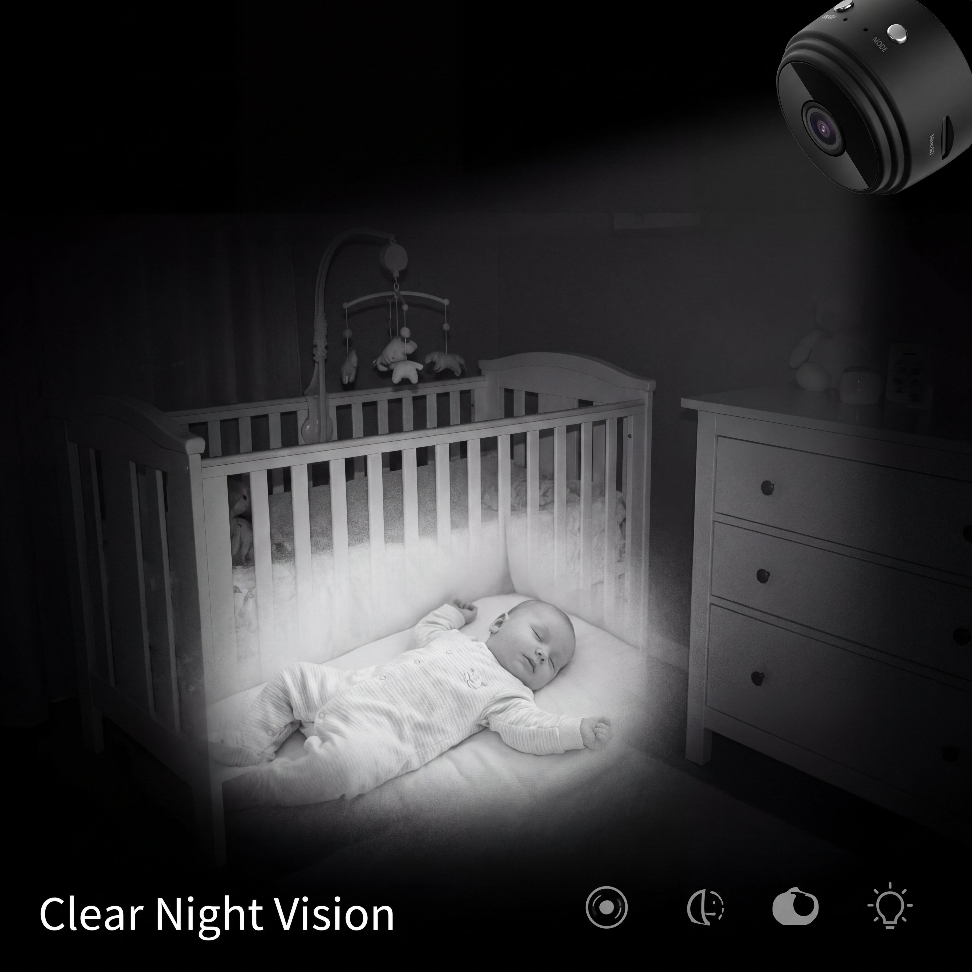 1080P Magnetic Mini Camera | Camera Uses 2.4G WiFi for Live Viewing, Night Vision, SD Card Recording, Portable for Travel, Kids & Daily Use + Free Stand