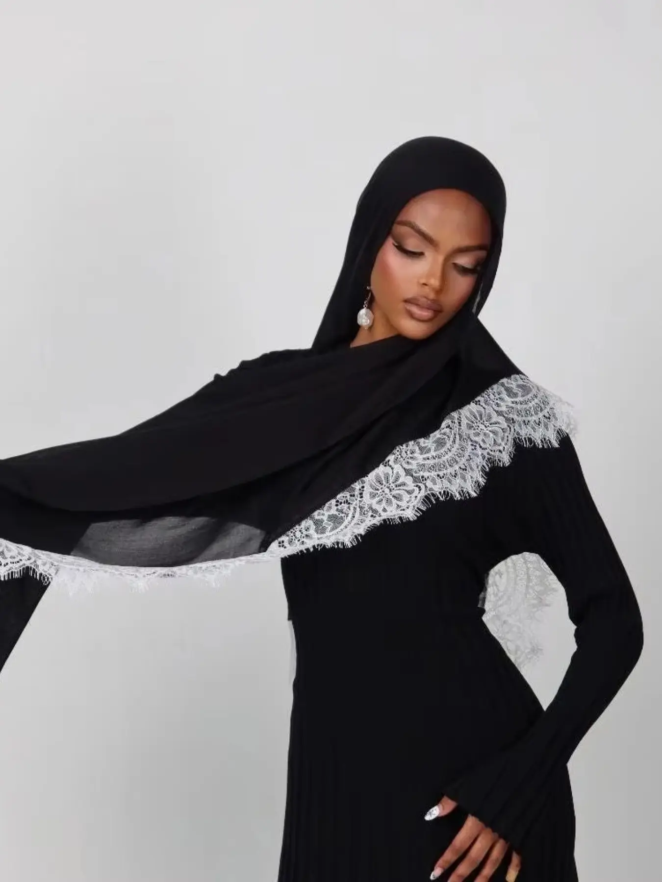Long Lace Edge Women's Scarf, Outdoor Breathable Headscarf Shawl, Daily Wear Fashion Accessory, Birthday Gift