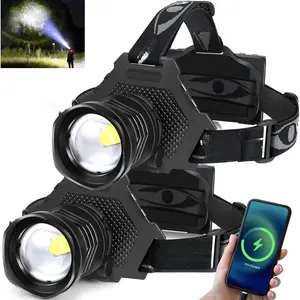 Rechargeable LED Headlamp 1080 Lumen, Super Bright Head Lamp Flashlight with 5 Lighting Modes, IPX6 Waterproof, Zoomable Headlight for Camping, Hiking, Fishing, Biking (2pack) (2pack headlamp) : Sports & Outdoors