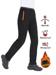 Women's Winter Fleece Lined Pants with Belt, Windproof Waterproof Warm Outdoor Hiking Camping Skiing Pants, Sporty Thick Long Leggings, Sports Pants, Outdoor Sports Trousers