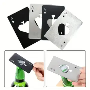 Stainless Steel Poker Shaped Bottle Opener, Portable Non-slip Manual Beer Opener, Poker Ace Of Spades Bottle Cap Remove Tools, Summer for Gift, Easy Openers