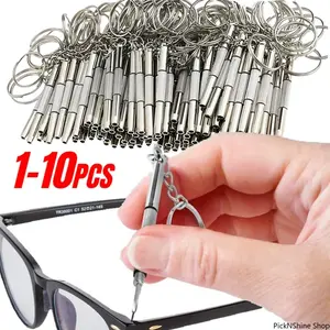 Steel Glasses Screwdriver Set, Portable Precision Watch & Eyeglass Repair Kit with Keychain, Mini Multifunctional Hand Tools for Daily Maintenance